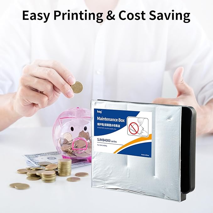 HEG SJMB4000 Remanufactured SJMB4000 Maintenance Box C33S021601/C33S021602 for Colorworks CW-C4000 C4000 C4000e C4020 C4030 Color Inkjet Lable Printer(2 Pack)