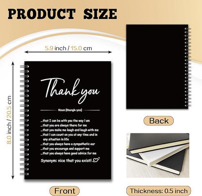 YAZMEEN Thank You Blank Spiral Notebook（160 Pages） Thank You Gift Hardcover Sketchbook Employee Appreciation Gift Coworker Leaving Gift Funny Notebook Gift for Work Bestie Colleague Teacher Friend