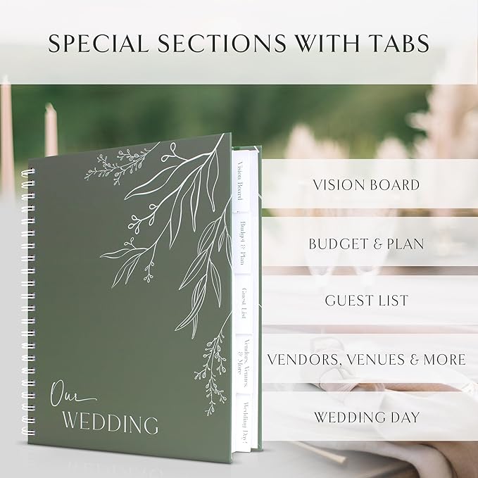 Beautiful Minimalistic Wedding Planner Book and Organizer - Enhance Excitement and Makes Your Countdown Planning Easy - Unique Engagement Gift for Newly Engaged Couples, Future Brides and Grooms