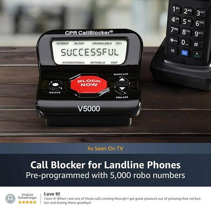 CPR V5000 Call Blocker for Landline Phones, Home Phones, Cordless Phones – Stop All Unwanted Calls, Robocalls, Scam Calls at a Touch of a Button - Join Over 1 Million Satisfied Customers