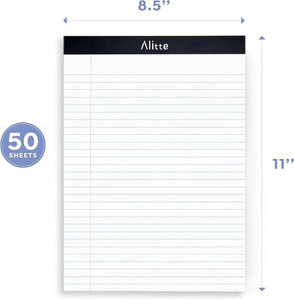 Legal Notepads 8.5 x 11, Pack of 12 - Perforated Wide Ruled Writing Pad - Premium Thick Paper, No Ink Bleeding - Blank Legal Pads For Home, Office, School, Business - 50 Sheets Per Notebook