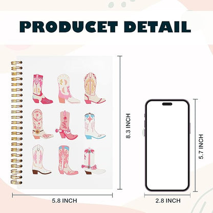 BearCake Cowgirl Boot Notebook, Cowgirl Stuff, Cowgirl Gifts, Western Office Supplies, Western Stuff for Women, Boho Western Notebook Journal 5.5x8.3 white