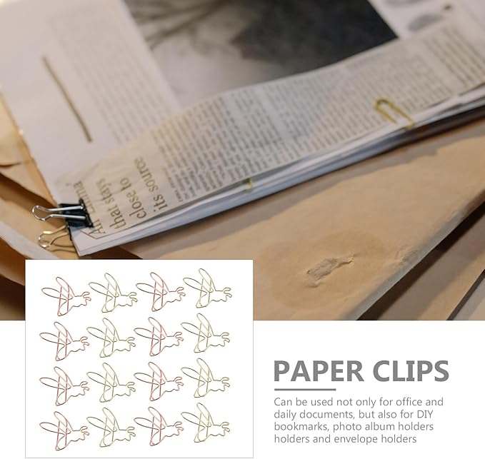 NUOBESTY Decorative File Folders 20pcs Cute Paper Clips Metal Bee Shape Journaling Paper Clamp Binder Clips Scrapbooking Bookmarks for Office Supplies Wedding Invitations Crafts 3.7cm