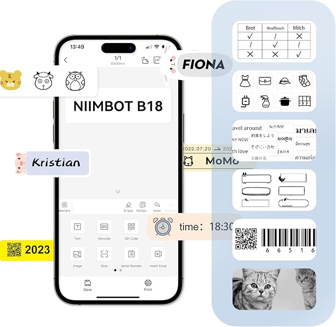 NIIMBOT Thermal Transfer Labels 0.55''x1.97'', Only for B18 Label Maker, PET Material, Waterproof and High-Temperature Resistance, Long Storage Time, White(14x50mm-125)