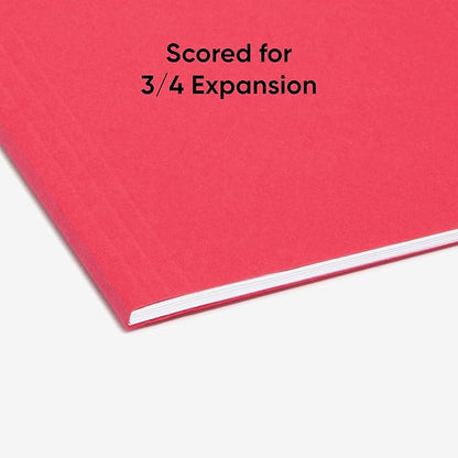 Smead FasTab Hanging File Folder, 1/3-Cut Built-in Tab, Letter Size, Red, 20 per Box (64096) (Pack of 1)