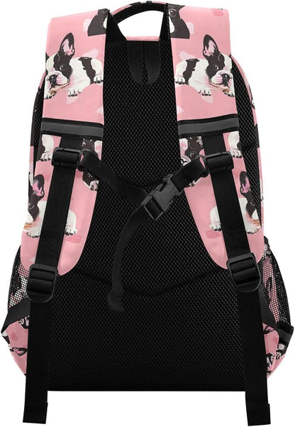 MNSRUU Laptop Backpack with Chest Strap, Bulldog School Backpack, Travel Hiking Backpack for Boys Girls Teen Adult, Rucksack, Knapsack