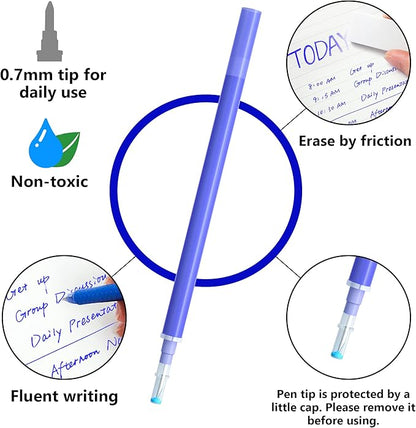Vanstek 12 Blue Erasable Gel Pen Refills, Gel Ink Refills Compatible with FriXion & Friction Erasable Pens, Fine Point 0.7 mm, Perfect for Writing Planner & Crossword Puzzles