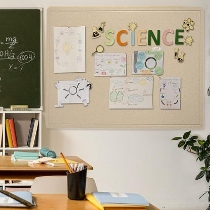 Large Bulletin Board - 60 x 48 Inches, Decorative Felt Pin Board for Wall - 5' x 4' Foldable Photo Display Board with Self-Adhesive Tape, Includes 20 Push Pins - Beige Brown