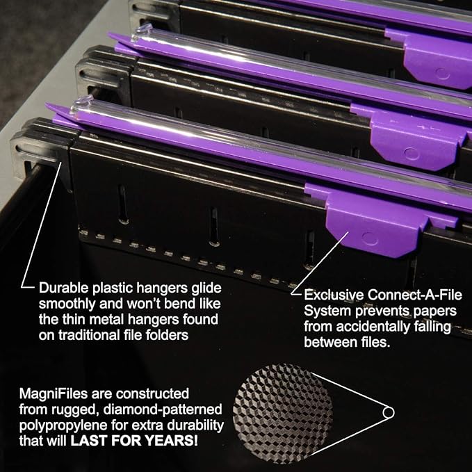 Ultimate Office MagniFile Hanging File Folders V Base Letter Size with 11 inch Magnified Indexes That Double The Size of Your File Titles to Find Files Fast. (Set of 20 Assorted)