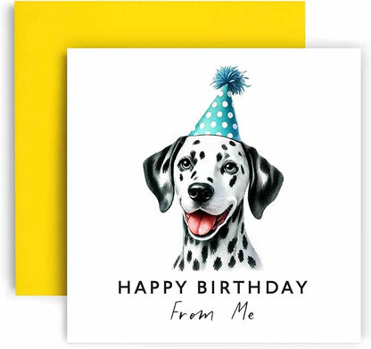 Huxters Birthday Card from the Dog – Dalmatian - Happy Birthday to Dog Mum and Dog Dad – Birthday Card from the Dog to Friends Family First Birthday (Dalmatian)