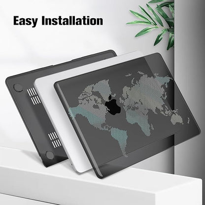 Fintie Case for MacBook Air 13.6 Inch A3113 A2681 (2022 2023 2024 Release) - Snap On Hard Shell Cover for MacBook Air 13.6" M2 M3 Chip with Liquid Retina Display and Touch ID (World Map)