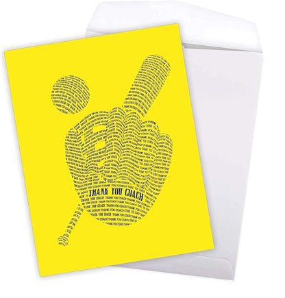 NobleWorks - 1 Jumbo School Coach Teacher Thank You Greeting Card From US with Envelope (8.5 x 11 Inch) Teams Sports and Student Athlete Gratitude Appreciation Notecard - Baseball Mitt J3124TYG-US