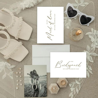 LADY&HOME To My Bridesmaid On My Wedding Day Card,Bridesmaid Thank You Card Wedding Day Bridesmaid Proposal (Gold Foil,6 Pack)