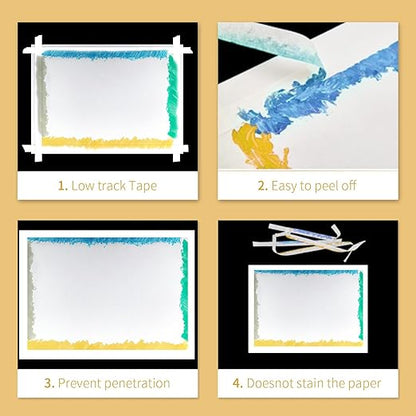 3 Packs White Artist Tape for Watercolor Paper Drafting Art Low Tack Masking Tape Acid Free Painter Watercolor Tape for Painting Canvas Framing, 0.8inch Wide 495FT Long Total