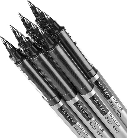 ARTEZA Rollerball Pens, Pack of 40, 0.7mm Black Liquid Ink Pens for Bullet Journaling, Fine Point Rollerball