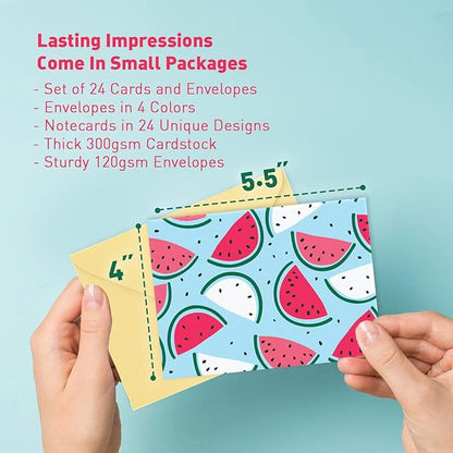 S&O Blank Cards for All Occasions in One Box Set - Blank Notecards with Envelopes for Handwritten Messages - All Occasion Tags Assortment Box with Covers - 24 Vibrant Letter Slips and Envelopes Pack