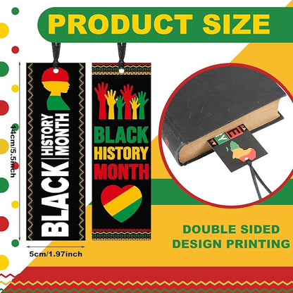 240 Pcs Black History Month Bookmarks Bulk 5.5 x 2'' Double Sided Inspirational Bookmarks African American Celebration Gifts with Ribbon for Women Men Black History Month Party Favors