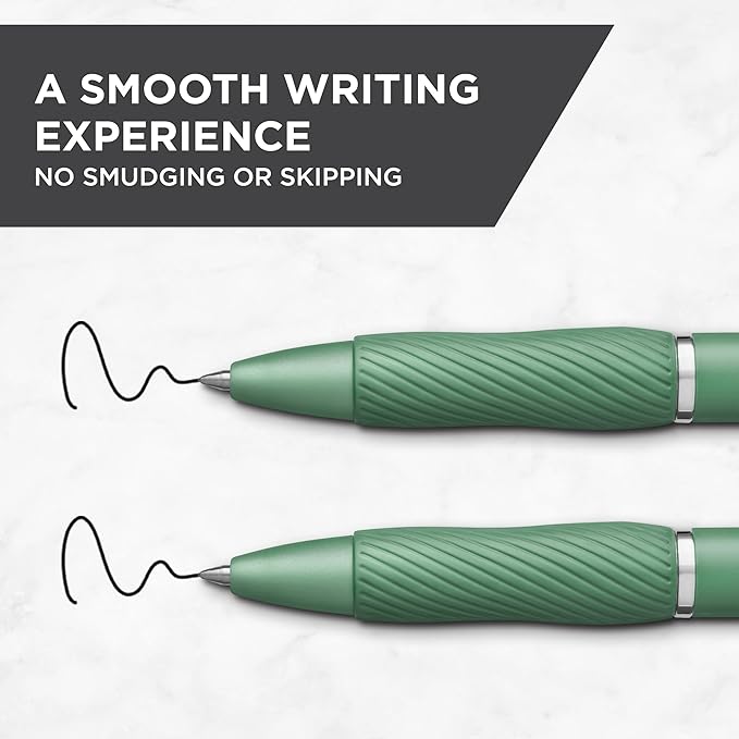 SHARPIE S-Gel, Gel Pens, Drawing Pens, Gel Ink Pens For Journaling, Writing Pens, Coloring Pens, Medium Point Pens (0.7Mm), Green Barrel, Black Ink, 4 Count