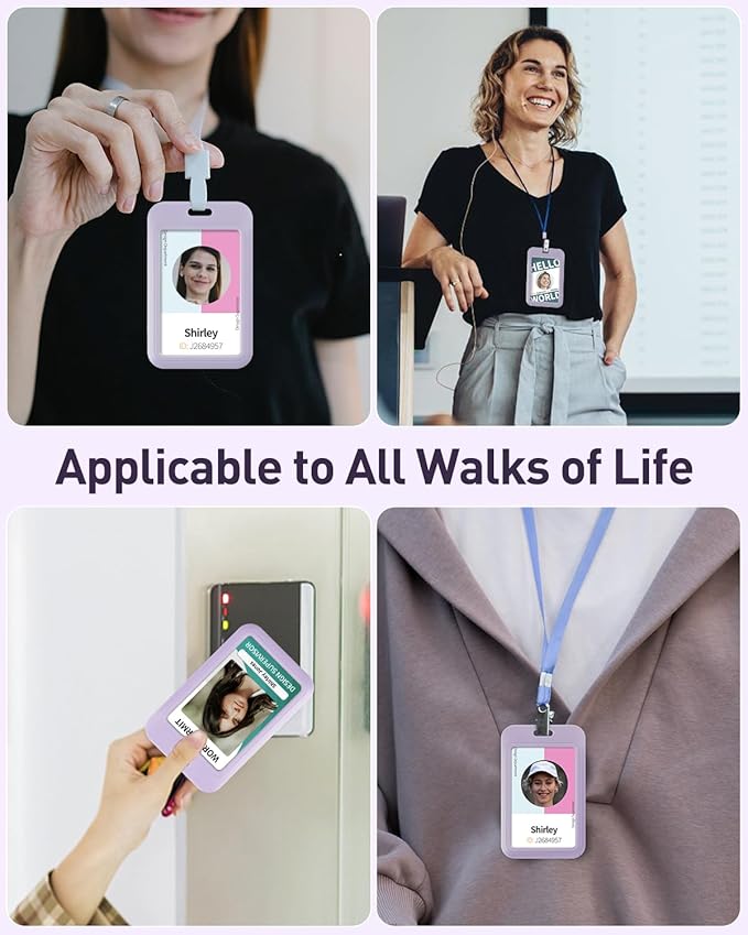 Uniclife 1 Pack Sliding ID Badge Holder Vertical Hard Plastic Case with Clear Window Light-Purple Card Protector for Office School ID Credit Cards Proximity Key Cards Driver’s Licenses and Passes
