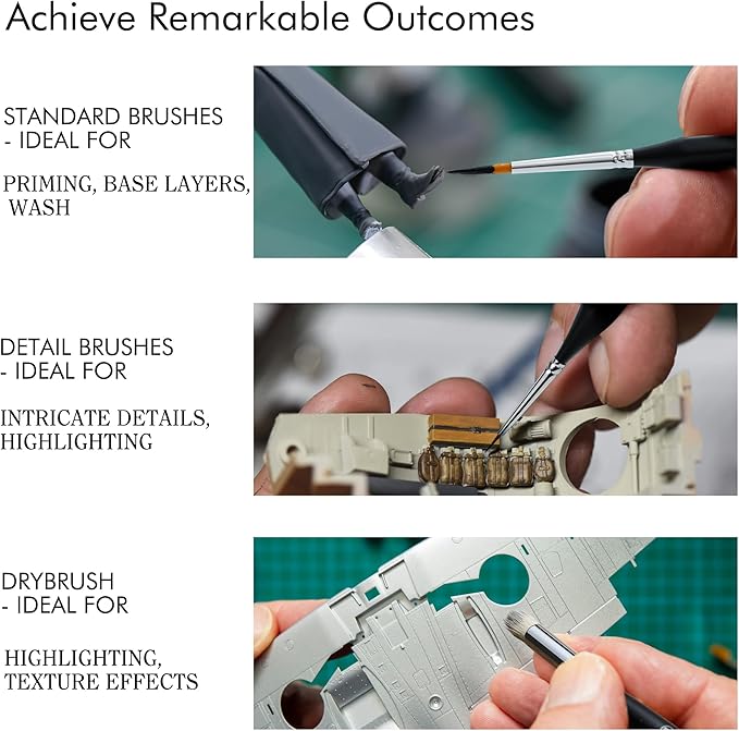 ARTIFY Miniature Drybrush Paint Brush Set: 14-Piece Round Small Detail Model Paintbrushes, Thin Mini Tiny Micro Paint Brushes for Miniature Painting