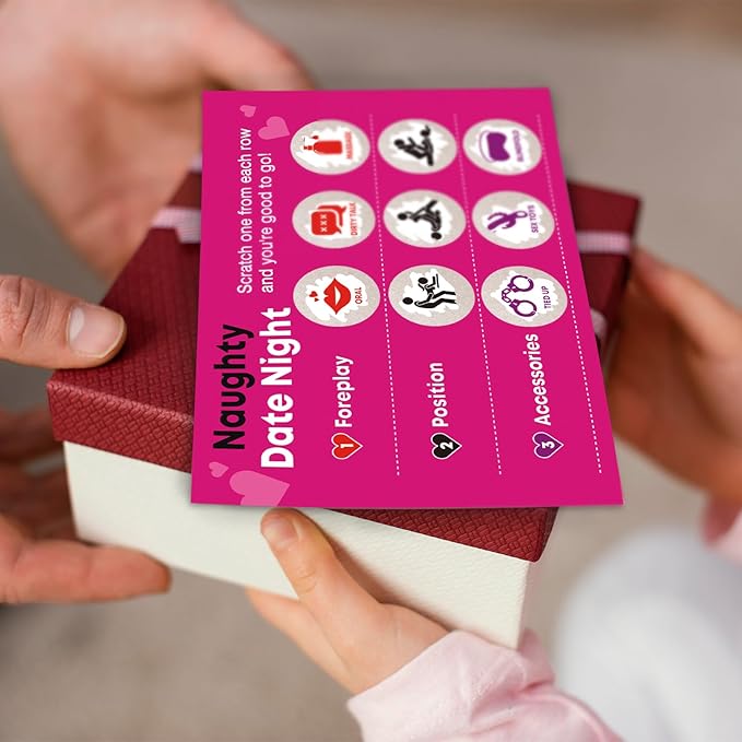 Ogeby Funny Valentines Day Scratch Card for Boyfriend Husband, Naughty Valentines Day Card Gifts for Him Men Couple, Sexy Date Night Scratch Off Card Gifts