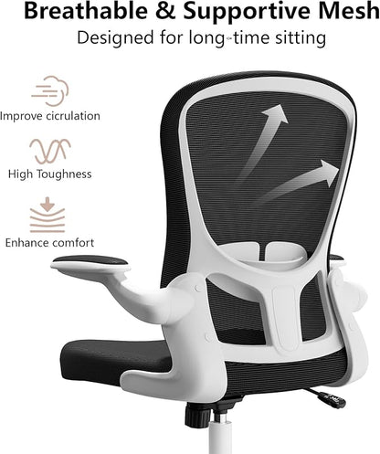Ergonomic Office Chair, Comfort Swivel Home Office Task Chair, Breathable Mesh Desk Chair, Lumbar Support Computer Chair with Flip-up Arms and Adjustable Height