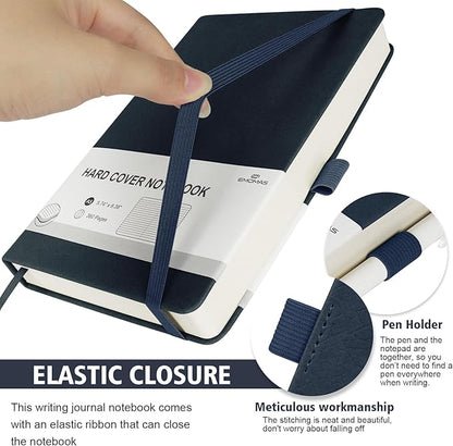 Lined Journal Notebook, 360 Numbered Pages(With page number), Thick Journal for Writing A5 College Ruled Notebook, 100gsm Lined Paper, Leather Hardcover, 5.75'' X 8.38''-Denim Blue