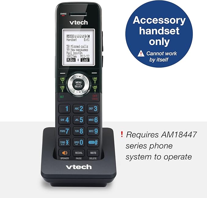 VTech Accessory Handset for VTech AM18447 Small Business System, Black