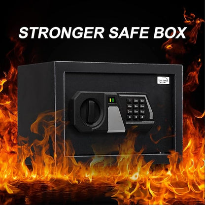 Tenamic Fireproof Safe Box 0.8 Cuft Electronic Digital Security Box, Keypad Small Lock Box Cabinet Safes with Internal Light, Solid Alloy Steel Office Hotel Home Mini Safe with 2 Passwords, Black