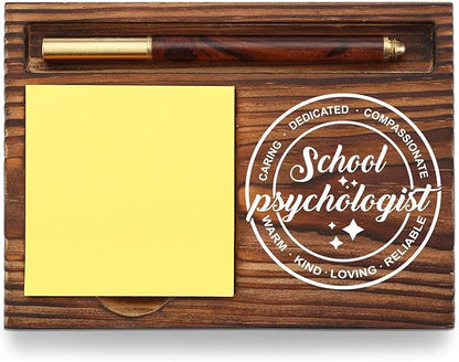 School Psychologist Gift Sticky Note Holder Wooden, Thank You School Psych Counselor Gift, Appreciation Gift for Psychology Graduate Therapist Social Worker Desk Self-Stick Note Pad Holders TZP13