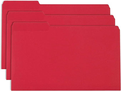 Blue Summit Supplies Red Legal File Folders, 1/3 Cut Tab, Legal Size, Great for Organizing and Easy File Storage, 100 Per Box