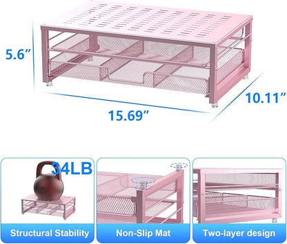 gianotter Computer Monitor Stand Riser, office organizer with Drawer, Office Organizers Storage for Classroom Office Supplies (Pink)
