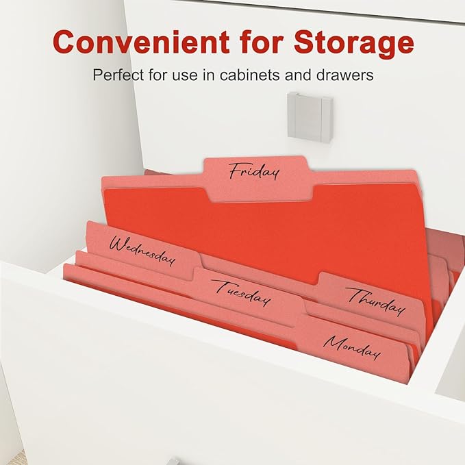 ViVin File Folder, 50 Pack Colored File Folders with 1/3-Cut Tabs, Fits 8.5 * 11 Letter Size Paper, Manilla Folders for Home Office School Documents(Red)