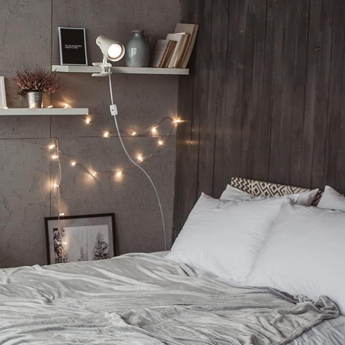 Globe Electric 30293 5.5" Clip-Arm Desk Lamp, Matte Light Gray, In-Line On/Off Switch, Bulb Included, Home Décor, Desk Lamps for Home Office, Home Office Accessories, Room Décor, Accent Lighting Lamps