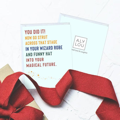 Graduation Card Funny for Him / Her, Congratulations Grad Card for Students Son Daughter, College High School University Greeting Cards (You Did It! Now Go Strut Across That Stage In Your Wizard Robe