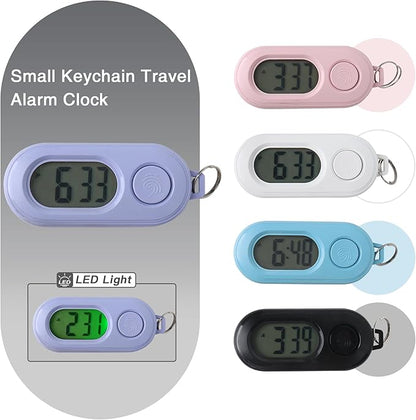 Small Glass Desk Whiteboard Dry-Erase Board with Clock, Small Travel Clock Keychain with Desk Notepad, Time Table Whiteboard for Desk Digital LED Light Display, 8x6 in with Accessories, Purple