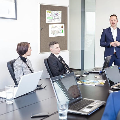 Enclosed Bulletin Board Lockable Display Case Message Board with Locking Door for Indoor, Grey Felt, Aluminum Frame, 36 X 24 in