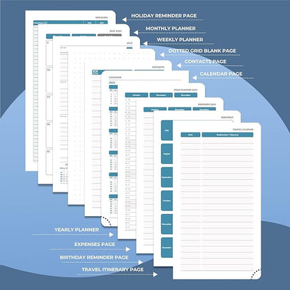 Weekly Monthly 2026 Planner (Jan.26-Dec.26),6.5"x3.75",12 Months Agenda Plan with Month Tabs & Pocket,Expenses/Note Pages, Appointment Book Calendar with Hardcover Vegan Leather Cover,Blue