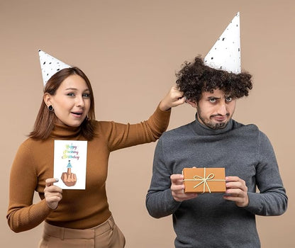 UUEFKTN Naughty Middle Finger Birthday Card, Funny Birthday Cards Gift for Husband Wife Boyfriend Girlfriend's Birthday, Inappropriate Birthday Card for Men Women Him Her