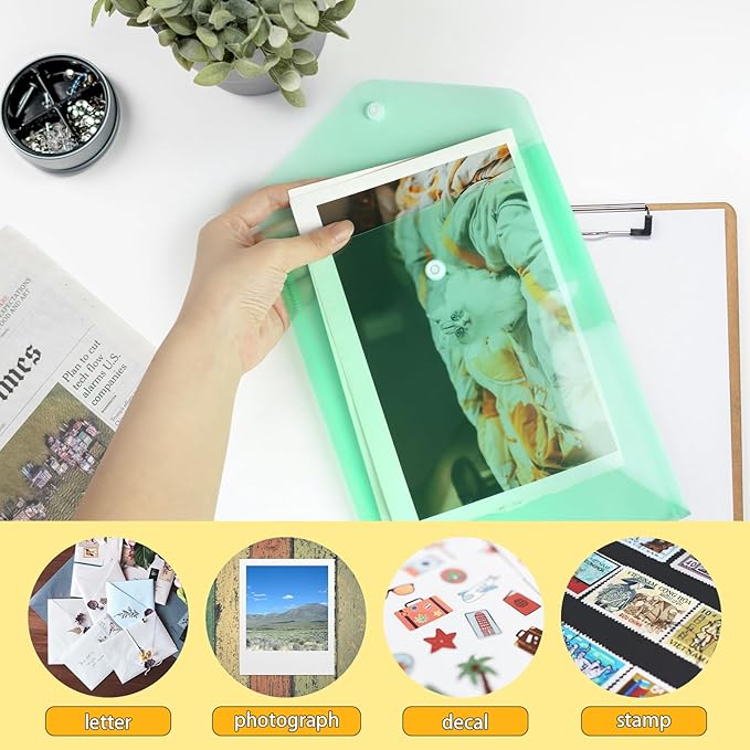 Vmiapxo 40 Pack Multi-Color Stamp and Die Storage Pockets, Reusable Rainbow Small Plastic Envelopes Waterproof Sticker Organizer Receipt Holder Photo Storage Folders (Mixed Size)