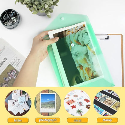 Vmiapxo 40 Pack Multi-Color Stamp and Die Storage Pockets, Reusable Rainbow Small Plastic Envelopes Waterproof Sticker Organizer Receipt Holder Photo Storage Folders (Mixed Size)