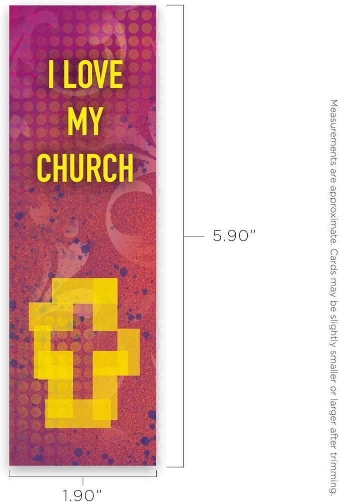 I Love My Church, Bulk Pack of 25 Christian Bookmarks for Kids, Childrens Faith Book Markers, Sunday School Prizes, Religious Gifts for Kids & Youth