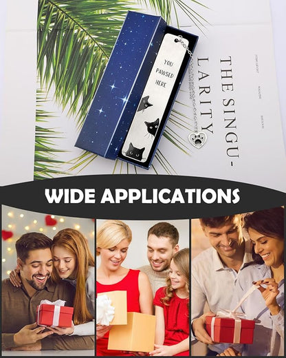 Black Cat Bookmark Gifts for Women, Book Markers for Reading Women Teens, Cat Bookmark Box Gifts for Cat Lovers, Cat Lover Female Friends Birthday Gifts Book Club Reading Gifts 01