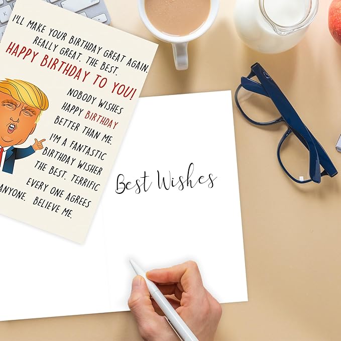 Funny Trump Birthday Card for Women Men, Humorous Birthday Gifts Card for Boyfriend Girlfriend, Great Birthday Greeting Card for Husband Wife
