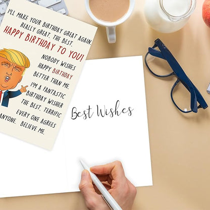 Funny Trump Birthday Card for Women Men, Humorous Birthday Gifts Card for Boyfriend Girlfriend, Great Birthday Greeting Card for Husband Wife