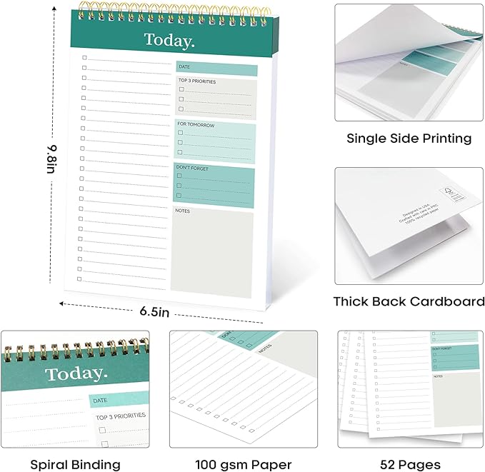 To Do List Pad - To Do List Notebook for Work with 52 Sheets, Undated Daily Planner Perfect for Daily Tasks and Goal Setting, To Do List Notepad Suitable for Office, Home and School-Greenery Sway