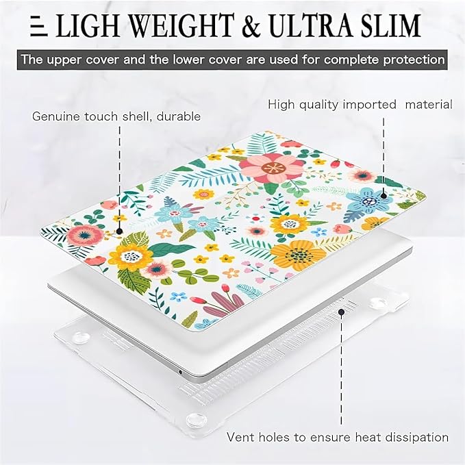 Compatible with 15 Inch MacBook Air A2941 M2 2023, Abstract Flower Hard Plastic Shell Cover Case