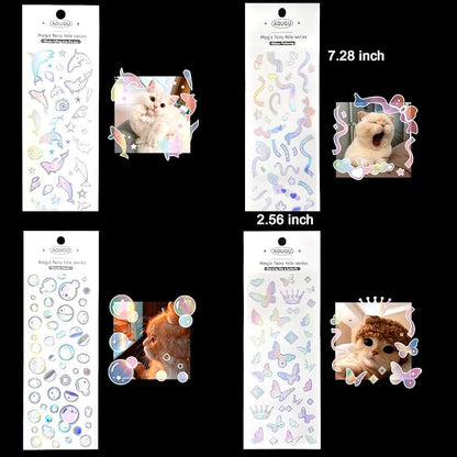 25 Sheets Laser Flashing Deco Stickers Set, Decor Kpop Stickers. for Photocards, Headphones, Water Bottle, Phones, laptops, Planner, Diary Decoration Anything You Like