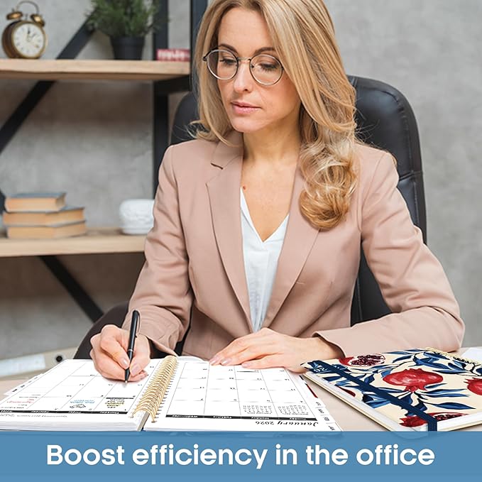 2026 Planner, Aesthetic Weekly and Monthly Planner for Women, Jan 2026 to Dec 2026, Hardcover 2026 Calendar Book with Monthly Tabs, Inner Pocket, Perfect for Office Home School - A4 (8.5" x 11"), Pomegranate