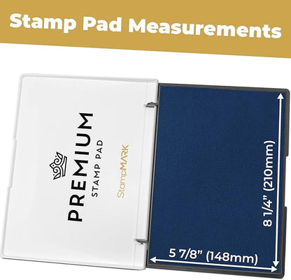 Premium Stamp Pad Extra Large Size 6" x 8" - for Traditional Rubber Stamps - Felt Pad Blue Color